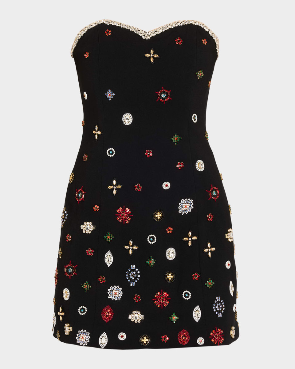 Iva Embellished Satin Mini Dress